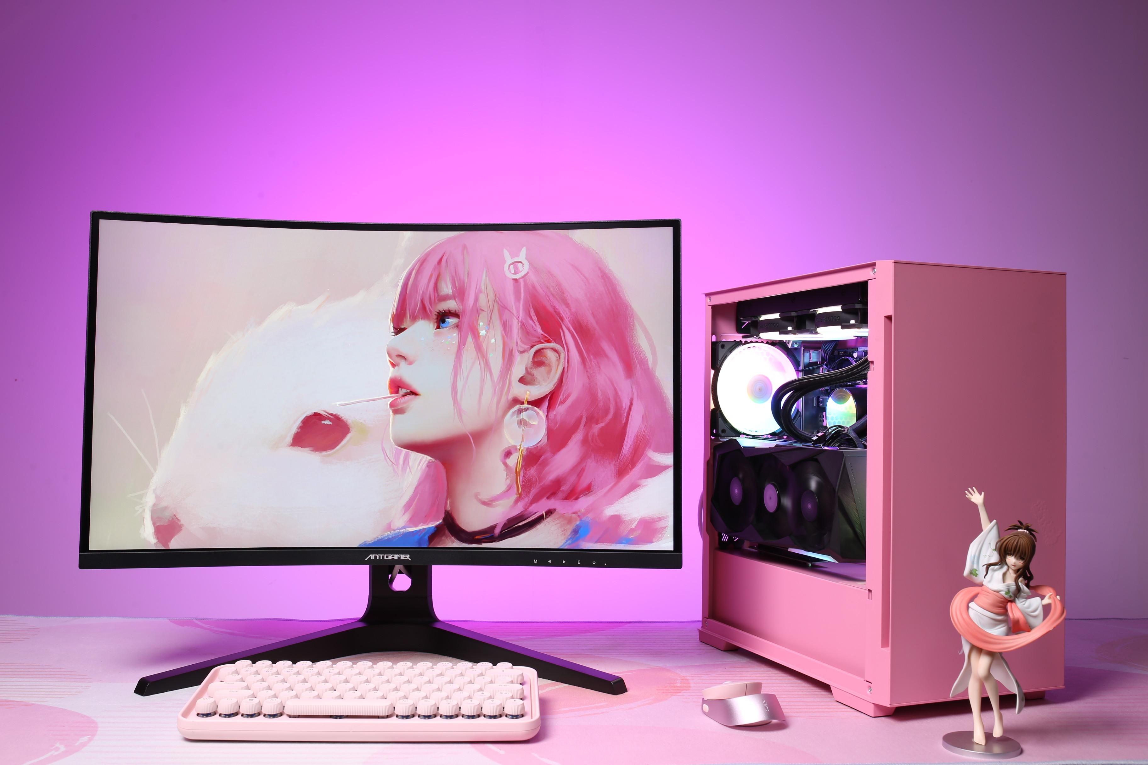 电脑显示屏变成粉色
