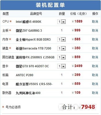 现在组装电脑配置